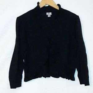 Worthington Black Lettuce Edge Sweater Cardigan Large